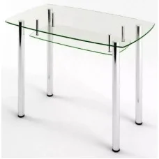 Glass dining table D-07-3 with tempered glass and chrome legs